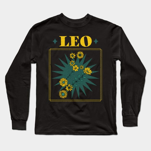 Floral Zodiac: Astrology Sign Leo Long Sleeve T-Shirt by fallingspaceship